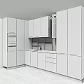 Modern Kitchen Interior With White And Wooden Cabinets Sink Oven And Range Hood