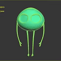 Vibrant Green Cartoon Creature With Round Eyes Colorful Limbs And Red Tips In Standing Pose