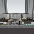 Modern Museum Architecture With Glass Entrance Metal Structure And Stone Paving
