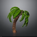 Realistic Palm Tree With Lush Green Leaves And Brown Trunk