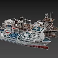 Detailed STROAQUATIC Work Vessel With Deck Equipment Crane Antennas Structure