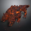 Dual Headed Lava Monster With Molten Rock Texture And Glowing Lava Body
