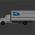 White Commercial Delivery Box Truck with Blue Logo and We Deliver for You