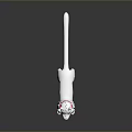 White 3D Canine Figurine With Pink Eyes And Colorful Collars On Dark Background