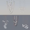Modern Interior Chandelier Designs Featuring Various Geometric And Chain Styles 3d model