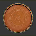 Artistic Handcrafted Orange Round Tray Sculpture Carving With Decorative Edge Details