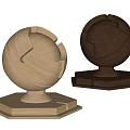 Wooden Wall Paneling With Spherical Design And Light Dark Wood Decorative Bases