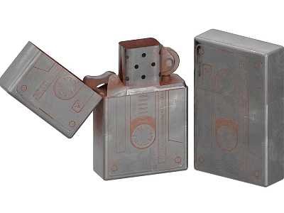 Three Metal Lighters With Vintage Engraved Patterns For Daily Use 3d model