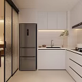 Modern Kitchen Interior With White Cabinets Stove Range Hood And Green Plant