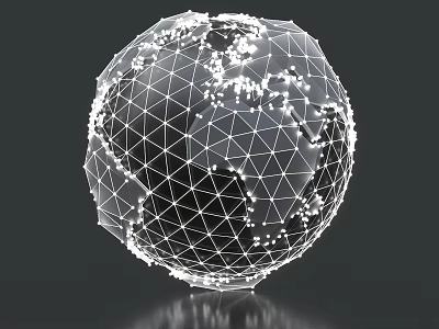 Decorative Ornament Set With Geometric Wire Frame Globe Transparent Modern Design 3d model