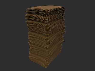 Neatly Stacked Brown Papers Pile With Textured Surface And Smooth Edges 3d model