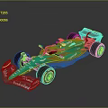 Teal Formula 1 Racing Car Streamlined Aerodynamic Design Cognizant Branding Large Wheels Rear Wing