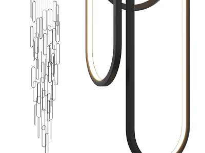 Modern Minimalist Chandelier With Black And Gold Curved Lines For Interior Lighting 3d model