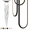 Modern Minimalist Chandelier With Black And Gold Curved Lines For Interior Lighting