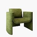 Green Plush Single Sofa With Modern Block Armrest Minimalist Design 3d model