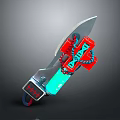 Futuristic Sci Fi Knife With Blue Glowing Blade And Red Decorative Parts