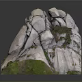 Rocky Mountain Landscape Model With Irregular Stone Texture And Green Vegetation 3d model