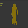 Red Haired Woman In Dark Purple Long Dress With Thigh High Boots And Gray Background