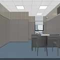 Modern Office Interior With Blue Carpet Gray Table Chairs White Walls And Ceiling Lights