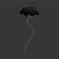 Chained Man in Brown Leather Jacket Black T-Shirt Jeans with Knee Pads Boots Gray Background