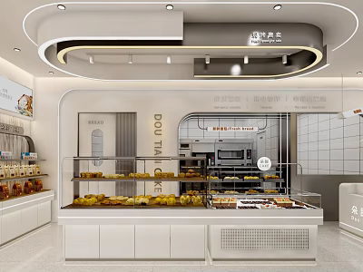 Modern Dessert Shop Interior Featuring Display Counter Assorted Pastries And Fresh Cakes 3d model