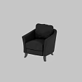 Black Leather Single Sofa With Modern Design Armrest And Metal Legs