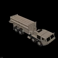 Heavy Duty Military Truck With Large Vertical Pipes Front View On Dark Background