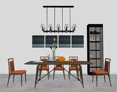 Nordic Dining Table and Chair Combination Dining Table and Chair 3d model