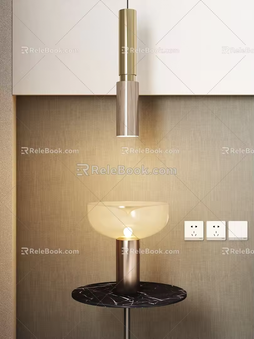Modern minimalist chandelier table lamp 3d model