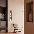 Minimalist Accent Chair With Wooden Frame Light Cushion And Decorative Vase In Modern Interior