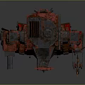 Red Mechanical Robot Game Movie Character With Armored Structure And Weapon Details
