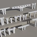 Various White Bridge Models With Different Structural Designs Arranged On Gray Display Stand 3d model