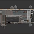 Futuristic Industrial Mechanical Structure With Metal Platforms Pipes And Glass Panels