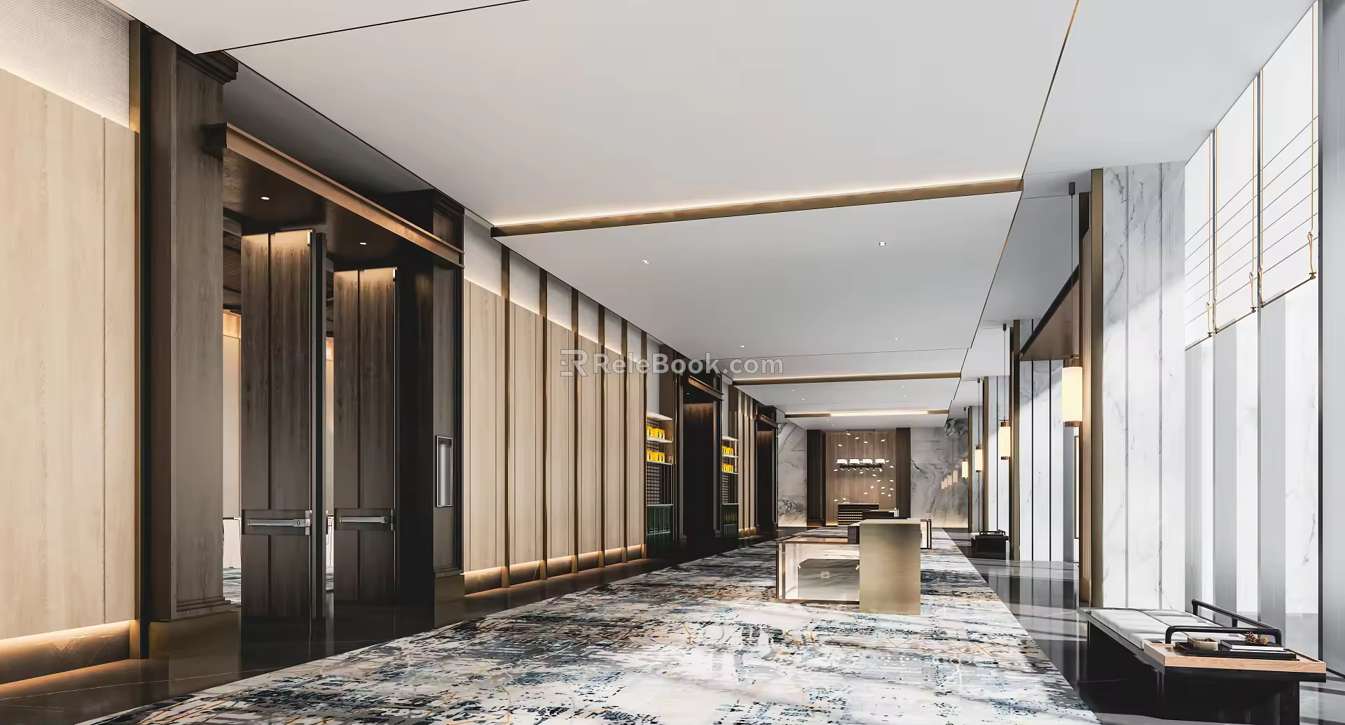 New Chinese Style Hall Banquet Front Hall 3d model