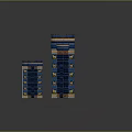 Ancient Architecture With Blue And Gold Decorations Towers And Arches