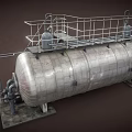 Industrial Metal Storage Tank With Staircase Platform Pipes And Valves