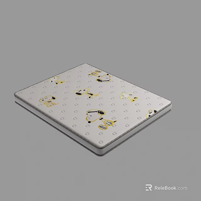 White Decorative Mat With Cute Yellow Snoopy Cartoon Patterns Design 3d model 