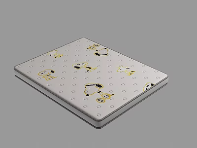 White Decorative Mat With Cute Yellow Snoopy Cartoon Patterns Design 3d model