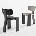 Modern Dining Chairs With Geometric Black Frame And Two Tone Upholstery