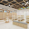 Bright Children's Clothing Store With White Walls Wooden Shelves Display Racks And Blue Storage Boxes