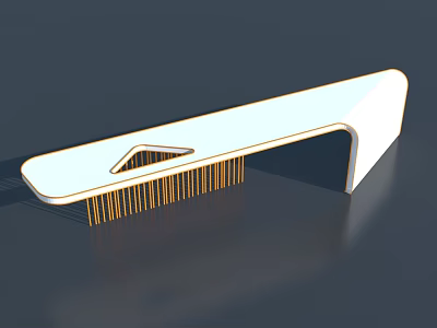 Modern Swing Door With White Surface And Gold Decorative Linear Accents 3d model