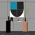 Modern End View Desk Entrance Cabinet End View Desk 3d model