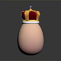 Red And Gold Crown With Purple Gemstone And White Band On Pink Egg Shaped Base