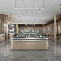 Spacious Mall Hall Interior With Showcases Modern Lighting And Marble Flooring 3d model