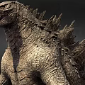 Giant Reptilian Monster Character with Spiked Back Sharp Claws and Scaly Skin