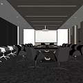Modern Meeting Room Conference Table and Chair Combination Projection Curtain Movable Conference Table Carpet Multifunctional Meeting Room 3d model
