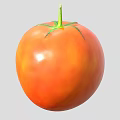 Fresh Ripe Red Tomato Fruit With Green Stem And Shiny Smooth Skin