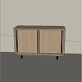 Modern Light Wooden Dresser with Two Doors Black Handles and Black Legs
