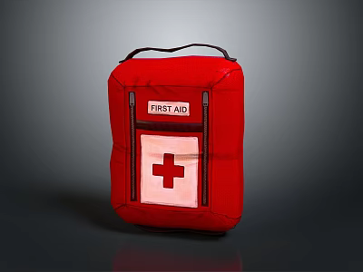 Red First Aid Kit With Cross Symbol Daily Essential Household Emergency Supplies 3d model