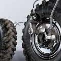 Off Road Tire Featuring Worn Tread And New Wheel Hub Mechanical Parts
